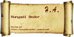 Hunyadi Andor névjegykártya